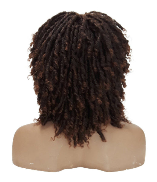 Short Dreadlock Wig Twist Wigs for Black Women Short Curly Synthetic Wigs in Ombre of Black, Brown, and Auburn!