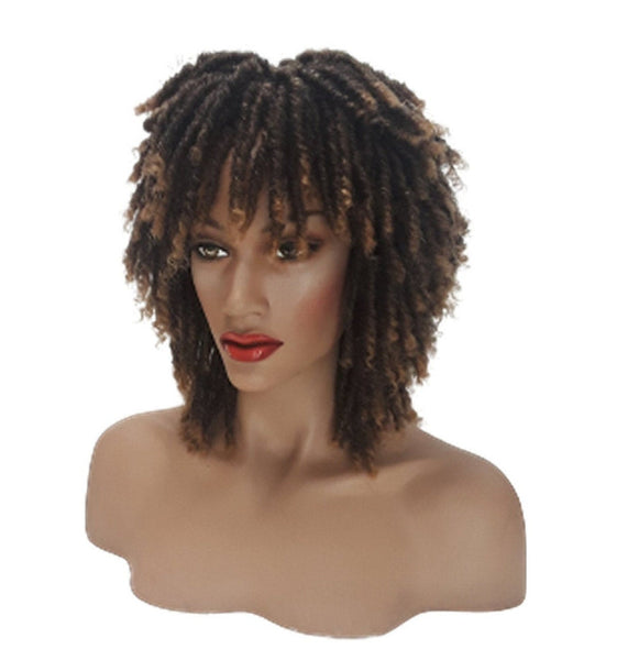 Warm Brown Short Dreadlock Wig Twist Wigs for Black Women Short Curly Synthetic Wigs