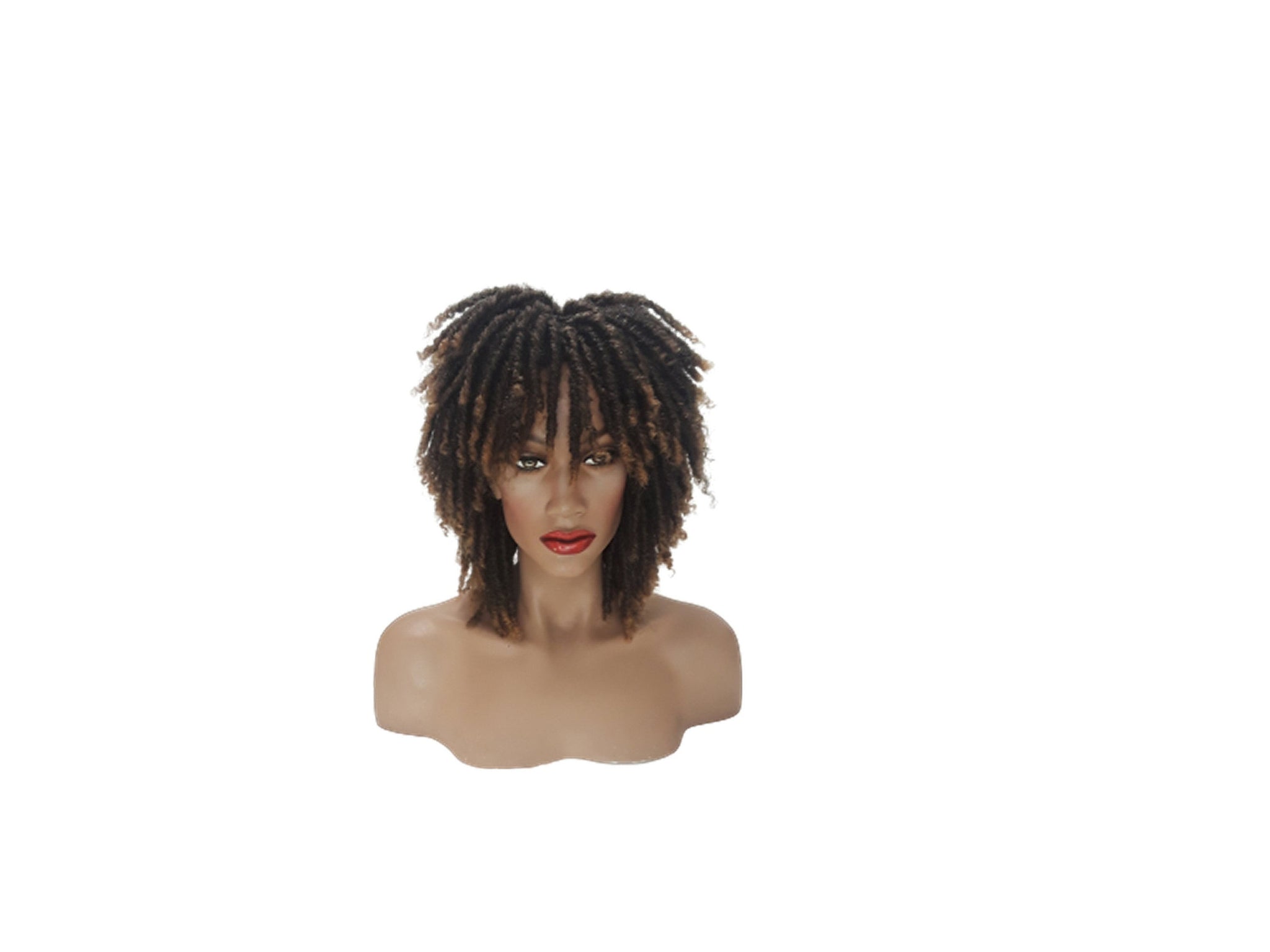 Warm Brown Short Dreadlock Wig Twist Wigs for Black Women Short Curly Synthetic Wigs