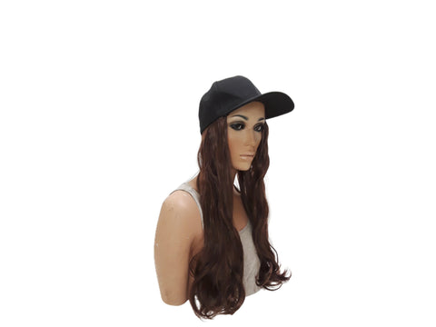 Baseball Cap with Hair Extensions for Women Adjustable Hat with Synthetic Wig Attached  Long Straight Hair Black Baseball Cap Auburn Brown