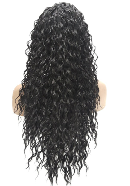 Headband afro wig Adjustable band Black Headwrap with Casual soft curly Black Synthetic wig. Daily wear Realistic Natural look Wig.