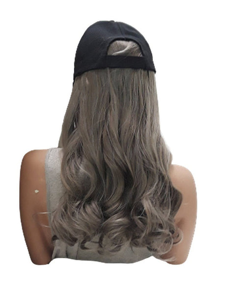 Baseball Cap with Hair Extensions for Women Adjustable Hat with Synthetic Wig Attached Long Straight Hair Black Baseball Cap